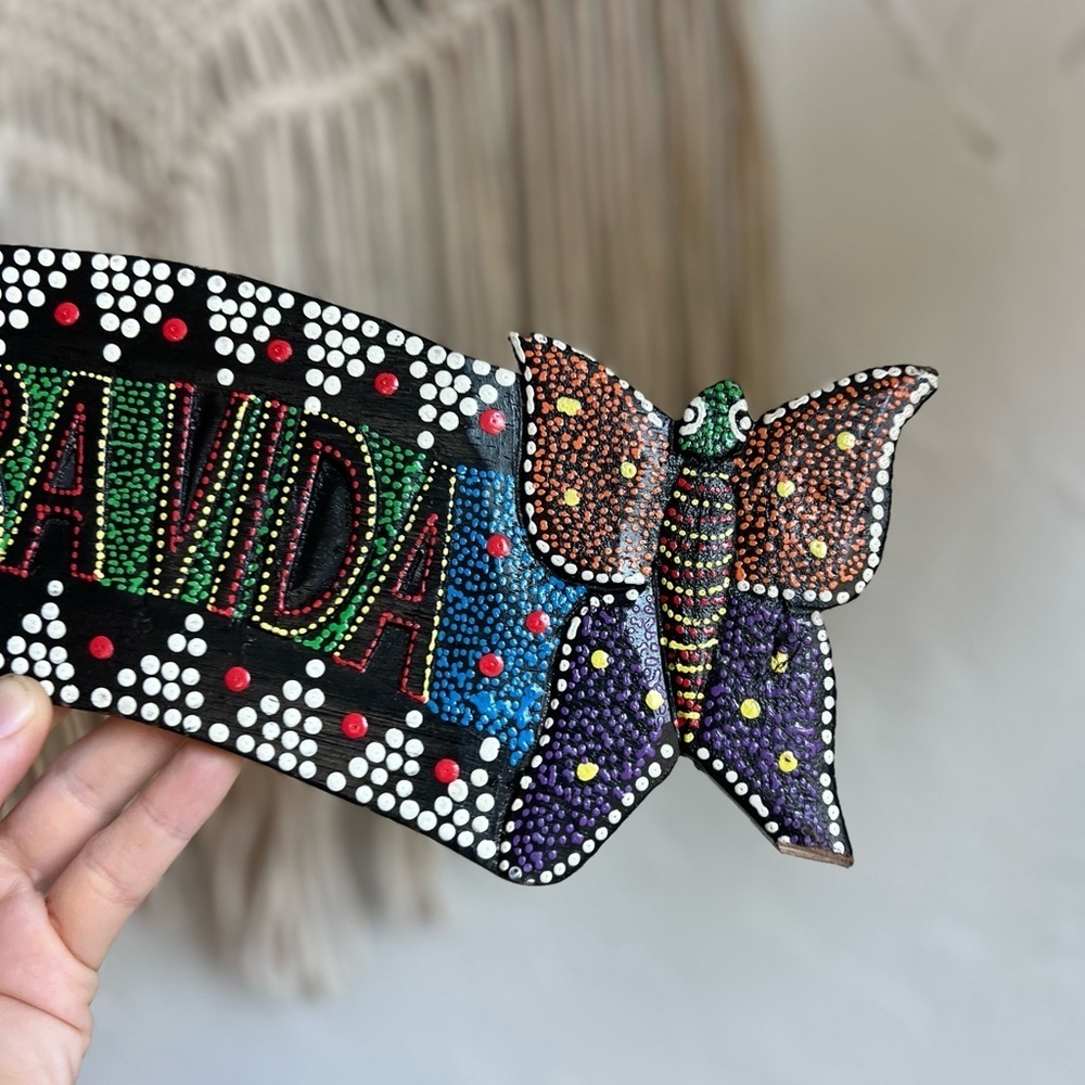 Hand-Carved “Pura Vida” Folk Art Wood Plaque – Costa Rica Style Boho Wall Decor - Picture 4 of 9